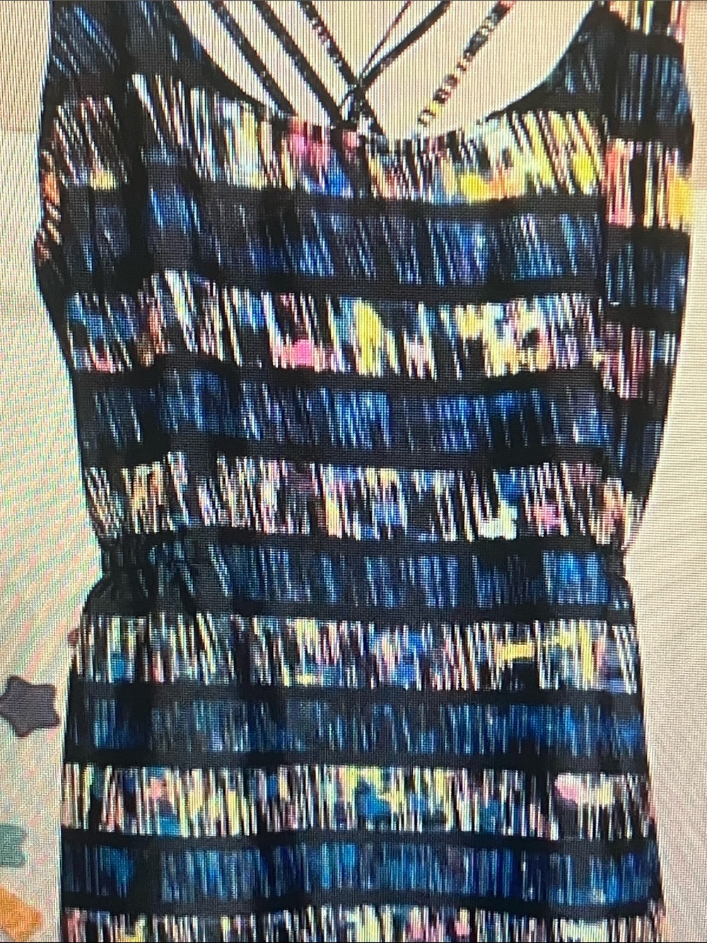 Hurley Black Striped Tank Dress with Multicolor Abstract Accents
